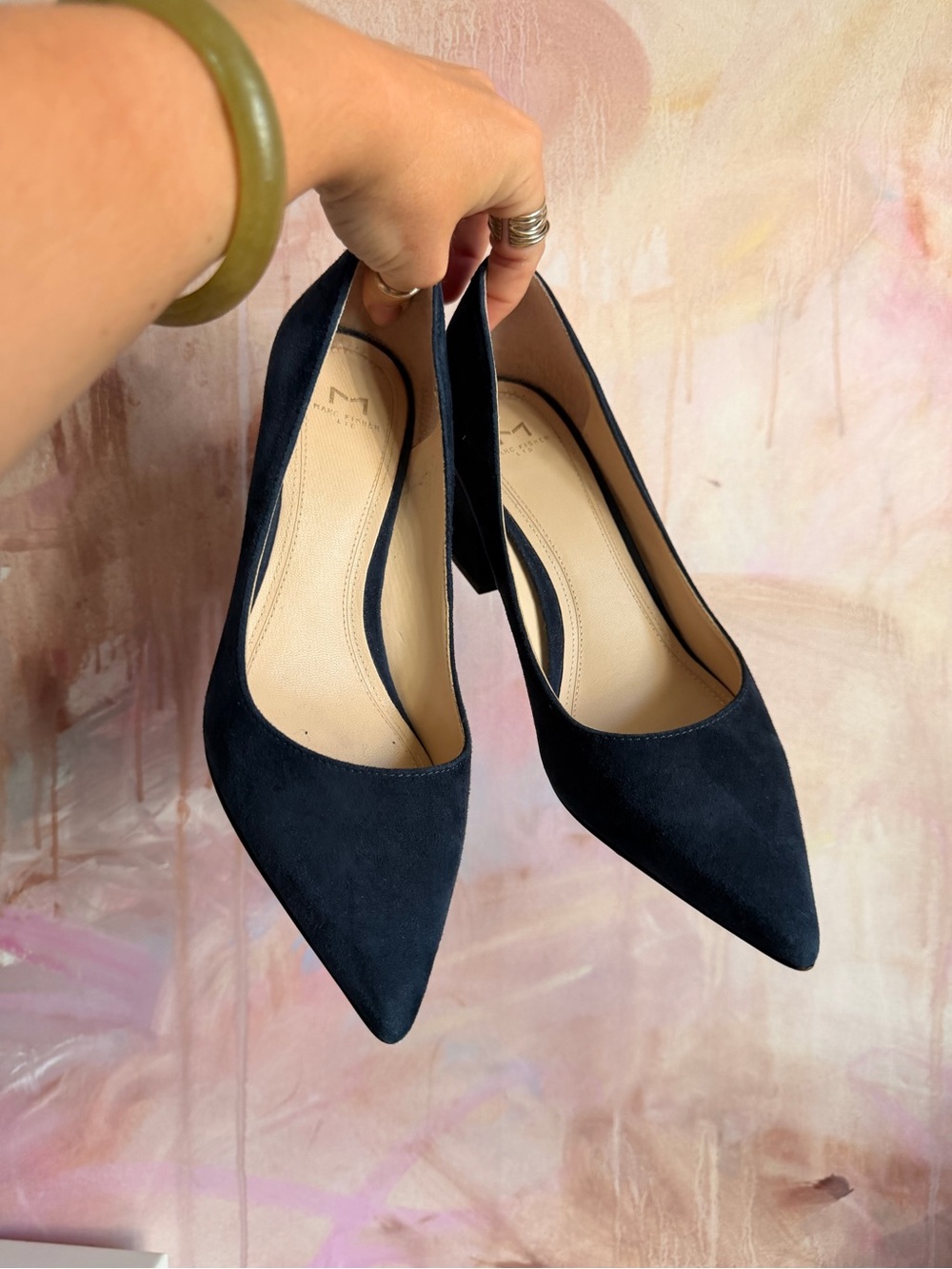 Marc Fisher Pointed Toe Navy Suede Pumps
